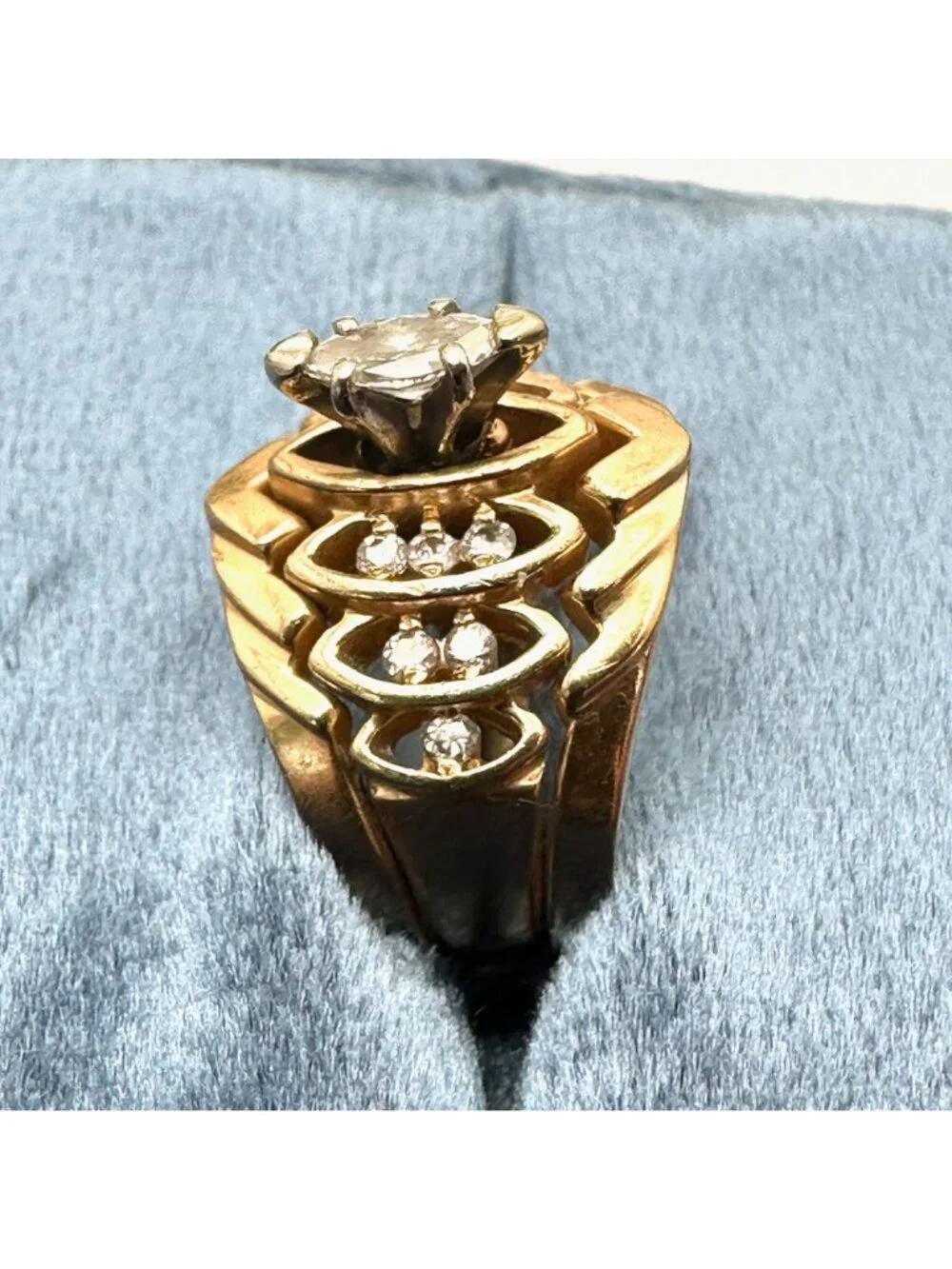 Vintage 14K Gold Diamond Cluster Ring Size 6.5